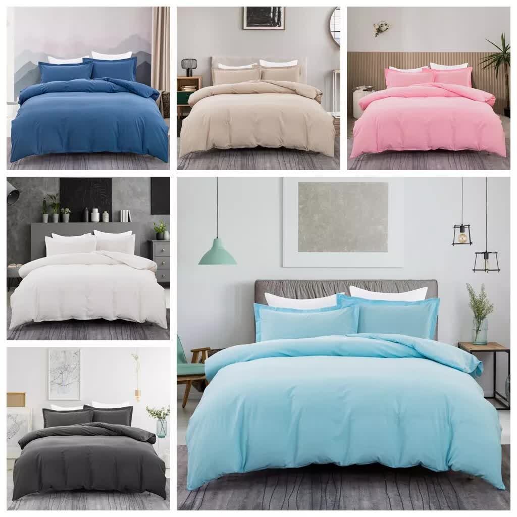100% cotton Premium Doona Duvet Quilt Cover Set with Soft Pillowcases - Blue-Single Price