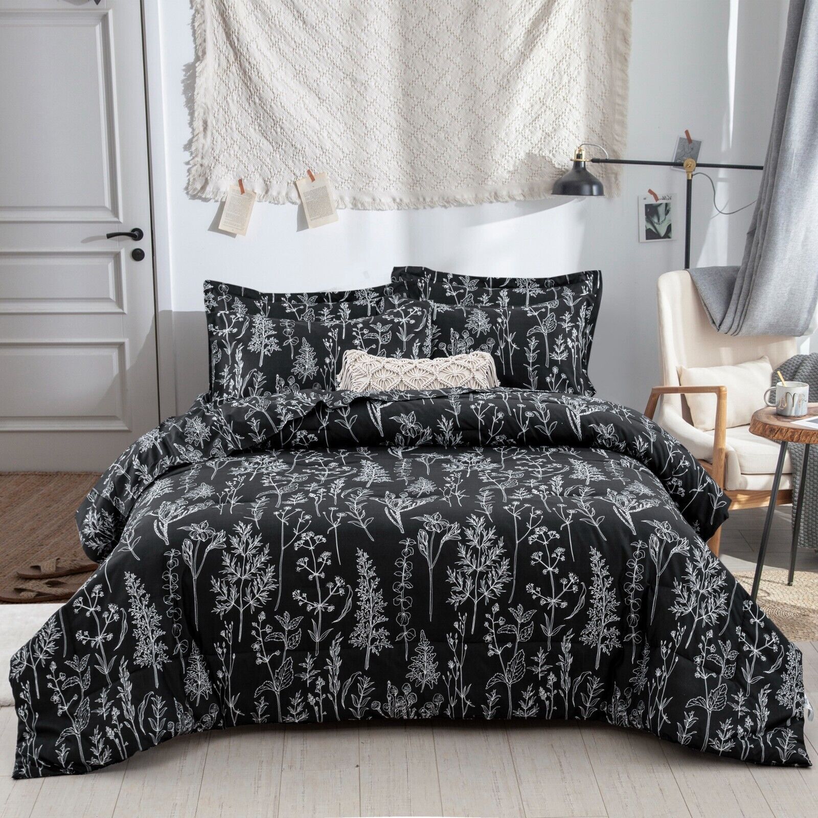 Floral Leaves Comforter Set, King Size, Microfiber Quilted Bedding with Pillowcase Price