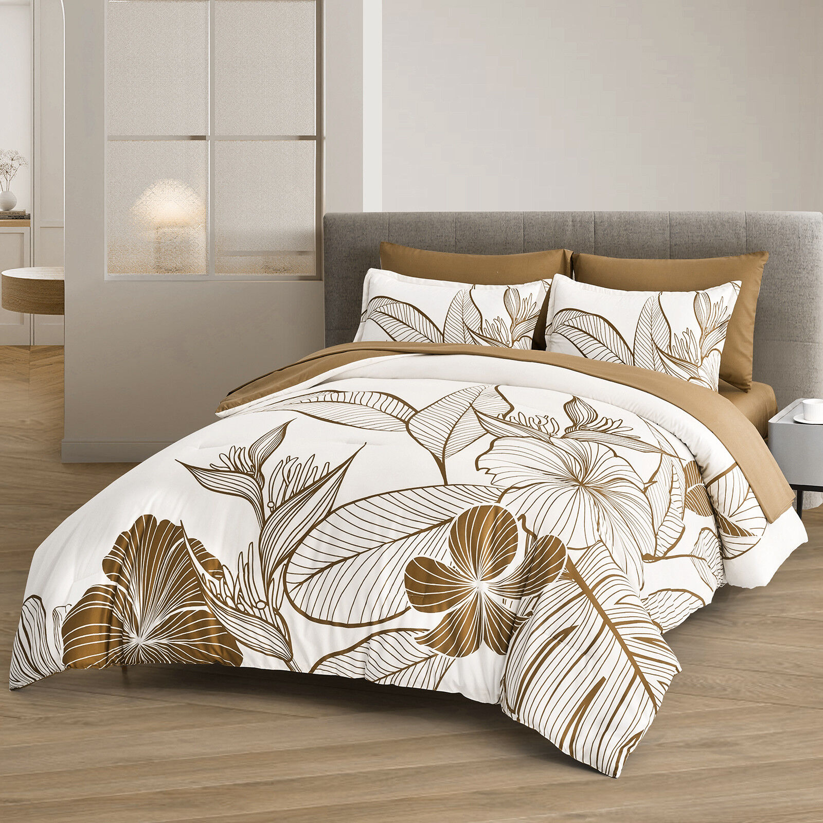 SOFT Floral Comforter Set, King Size, Plush Winter Bedding with Pillowcases Price