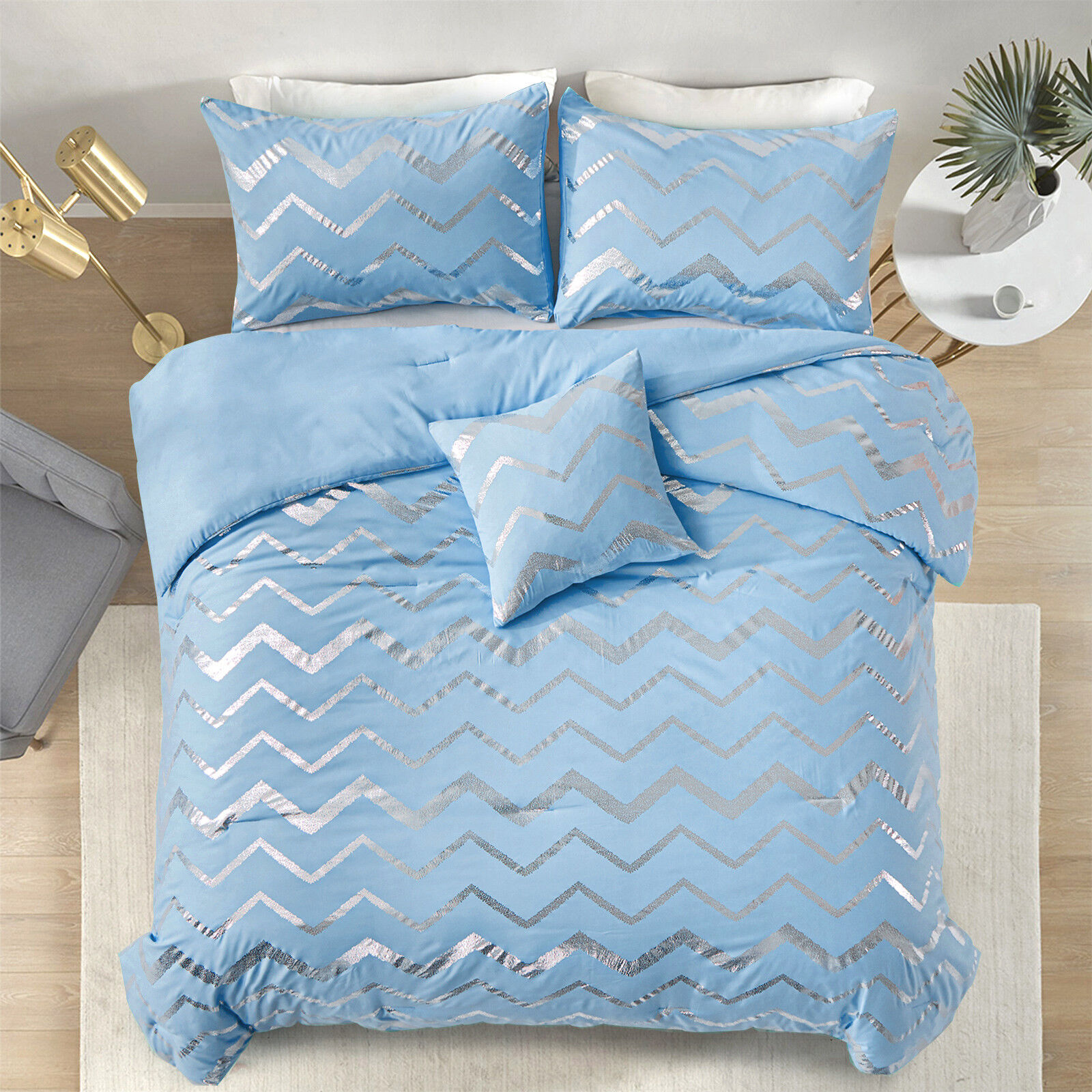 Metallic Print Comforter Set, King Size, Chic 3-Piece Bedding with Pillowcases Price