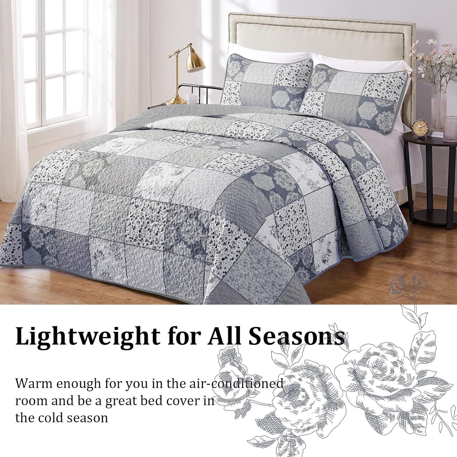 Nurturing Quilted Coverlet and Pillowcases Set: Perfect for Restful Sleep - Queen size Price
