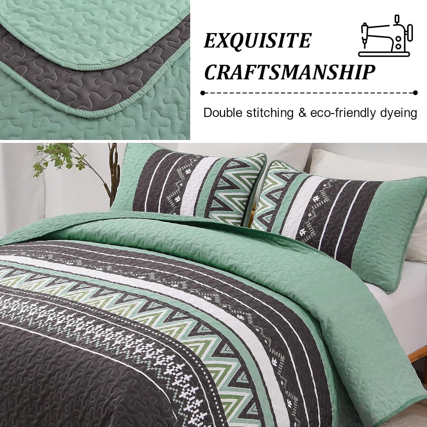 Neutral Quilted bedspread and pillowcovers set: Versatile Style - Queen size Price