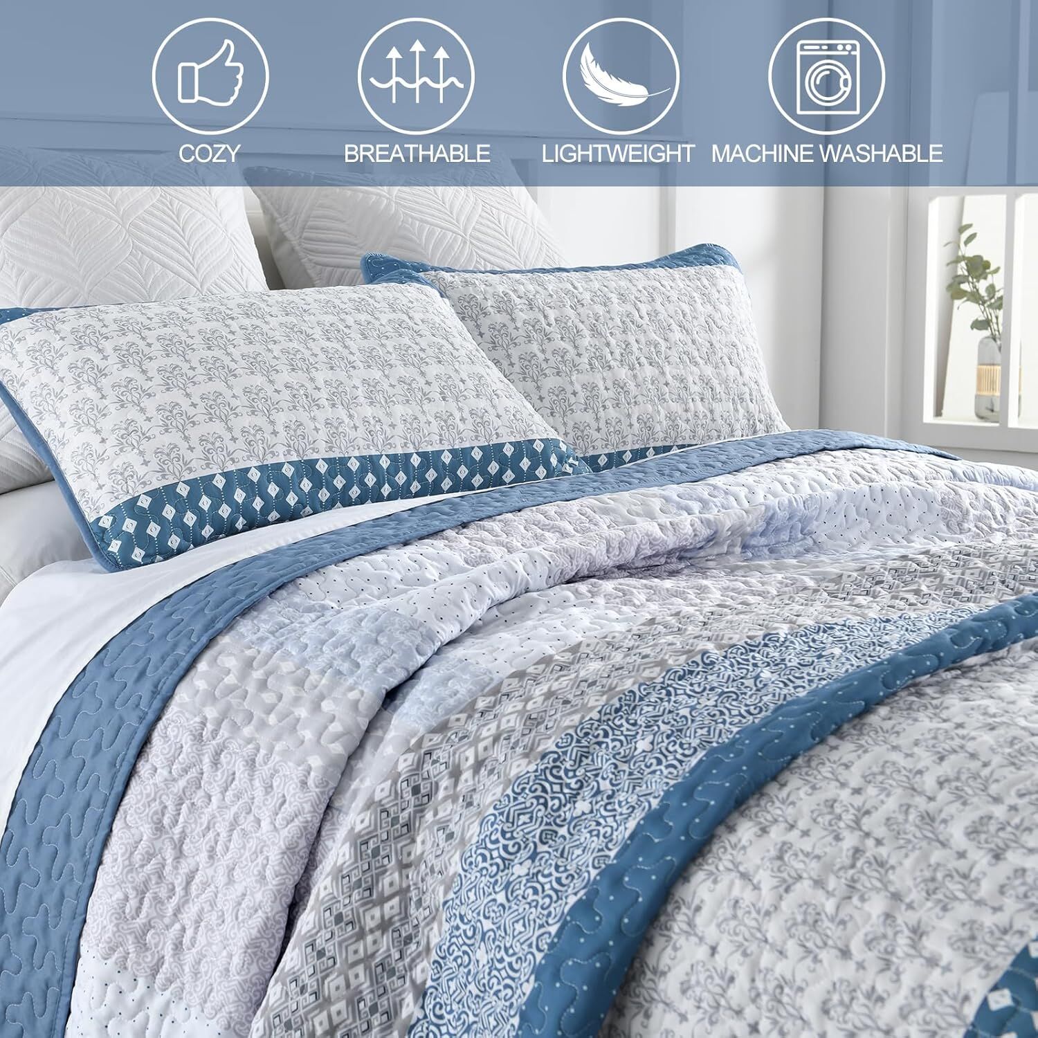 Dazzling Quilted bedspread and pillowcovers set: Add Sparkle to Your Space - Queen size Price