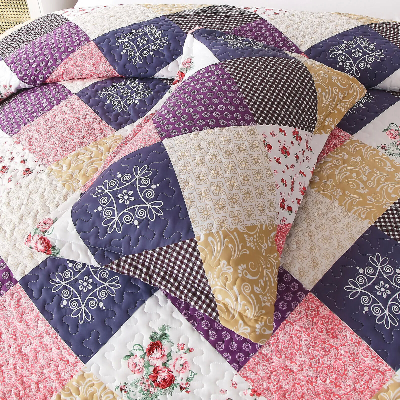 Intricate Quilted coverlet and pillowcovers set: Attention to Detail - Queen size Price