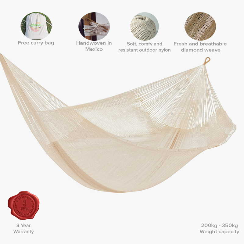 Mayan Legacy Jumbo Size Super Nylon Mexican Hammock in Cream Colour Price
