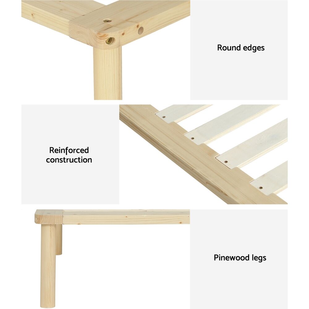 Bed Frame Queen Size Wooden Base Mattress Platform Timber Pine AMBA Price