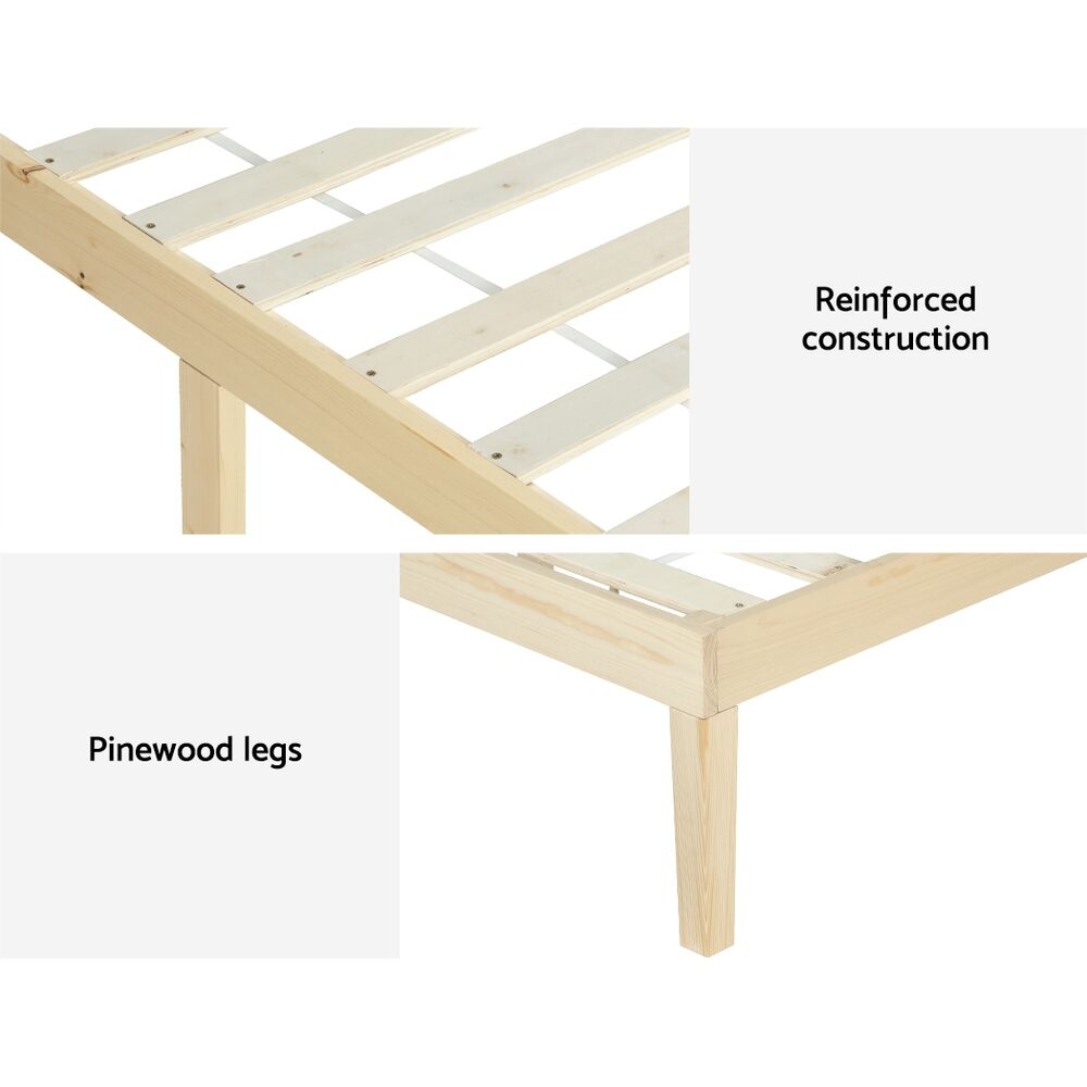 Artiss Bed Frame Queen Size Wooden Base Mattress Platform Timber Pine BRUNO Price