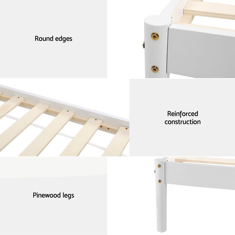 Artiss Bed Frame King Single Size Wooden White DALY Price