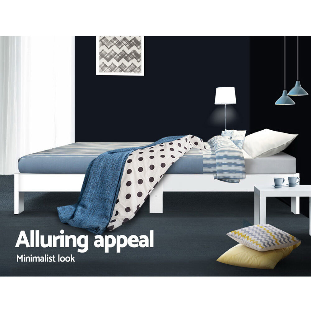 Artiss Bed Frame King Single Size Wooden White JADE Price