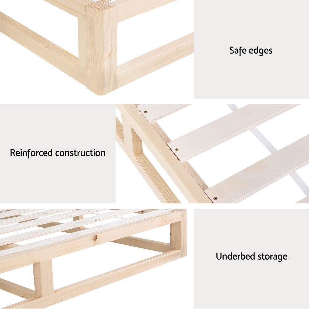 Bed Frame King Size Wooden Base Mattress Platform Timber Pine KALAM Price