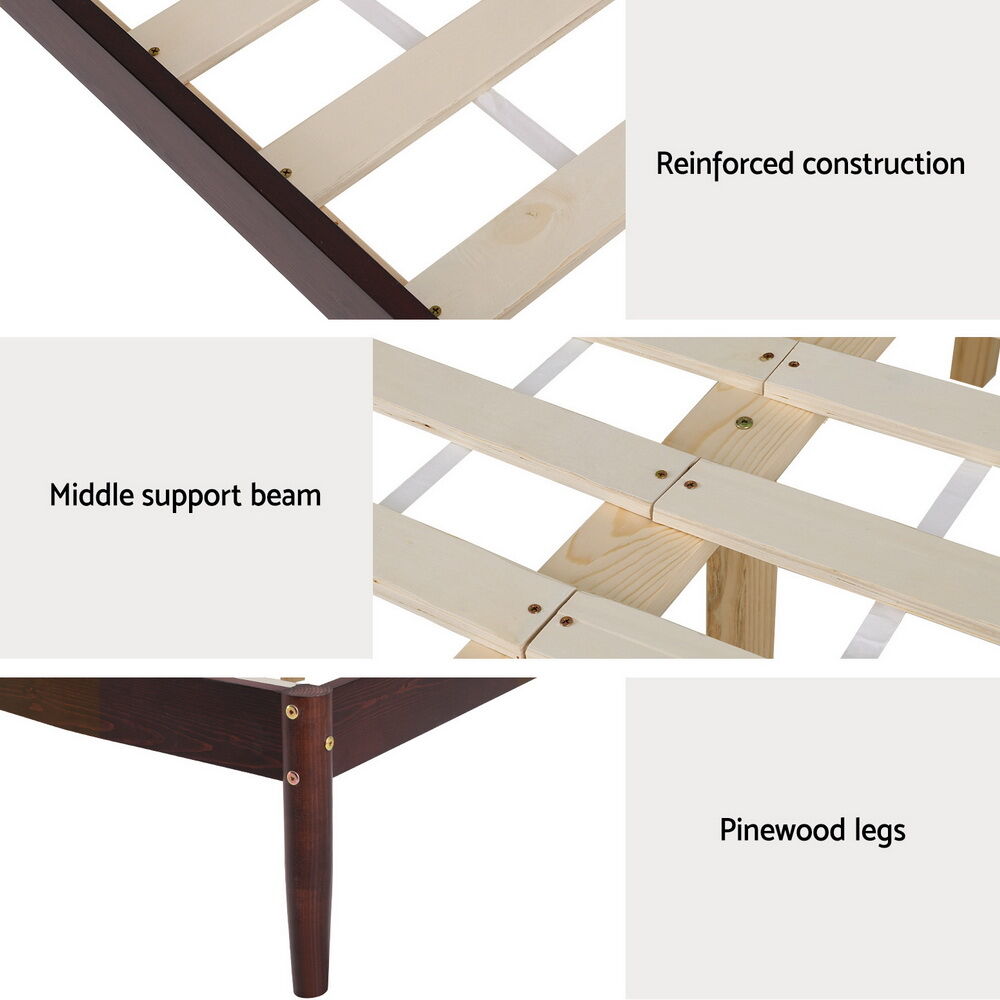 Bed Frame Queen Size Wooden Base Mattress Platform Timber Walnut VISE Price