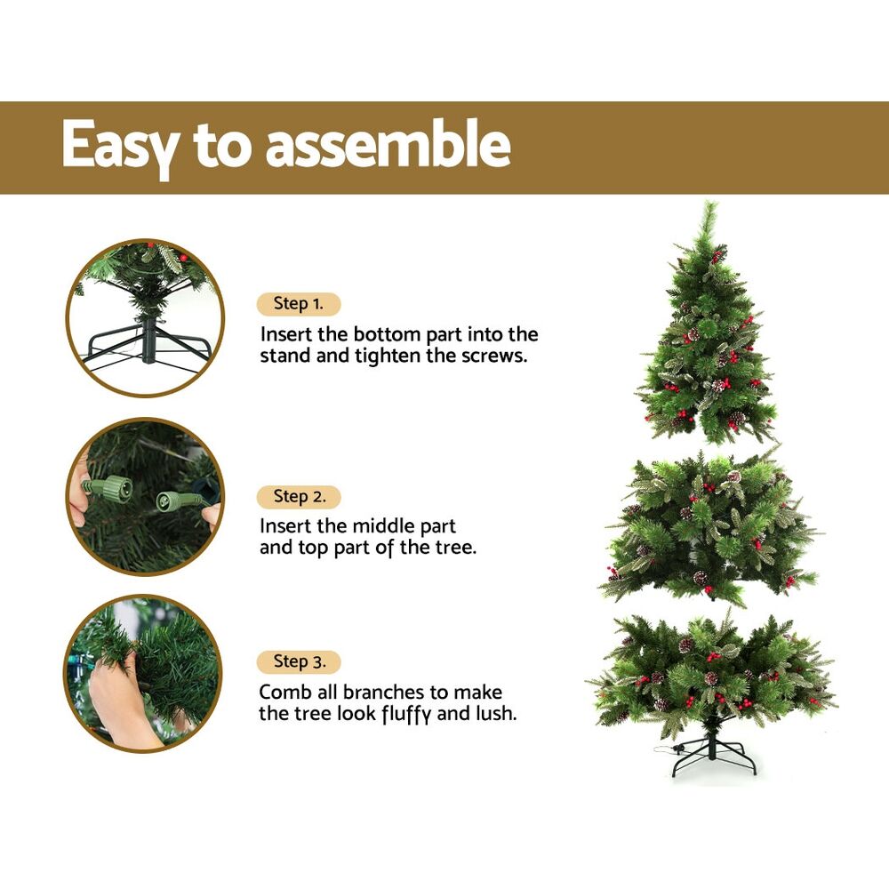 2.1M Christmas Tree with Pine Cones Red Berries Prelit LED Warm Lights Price