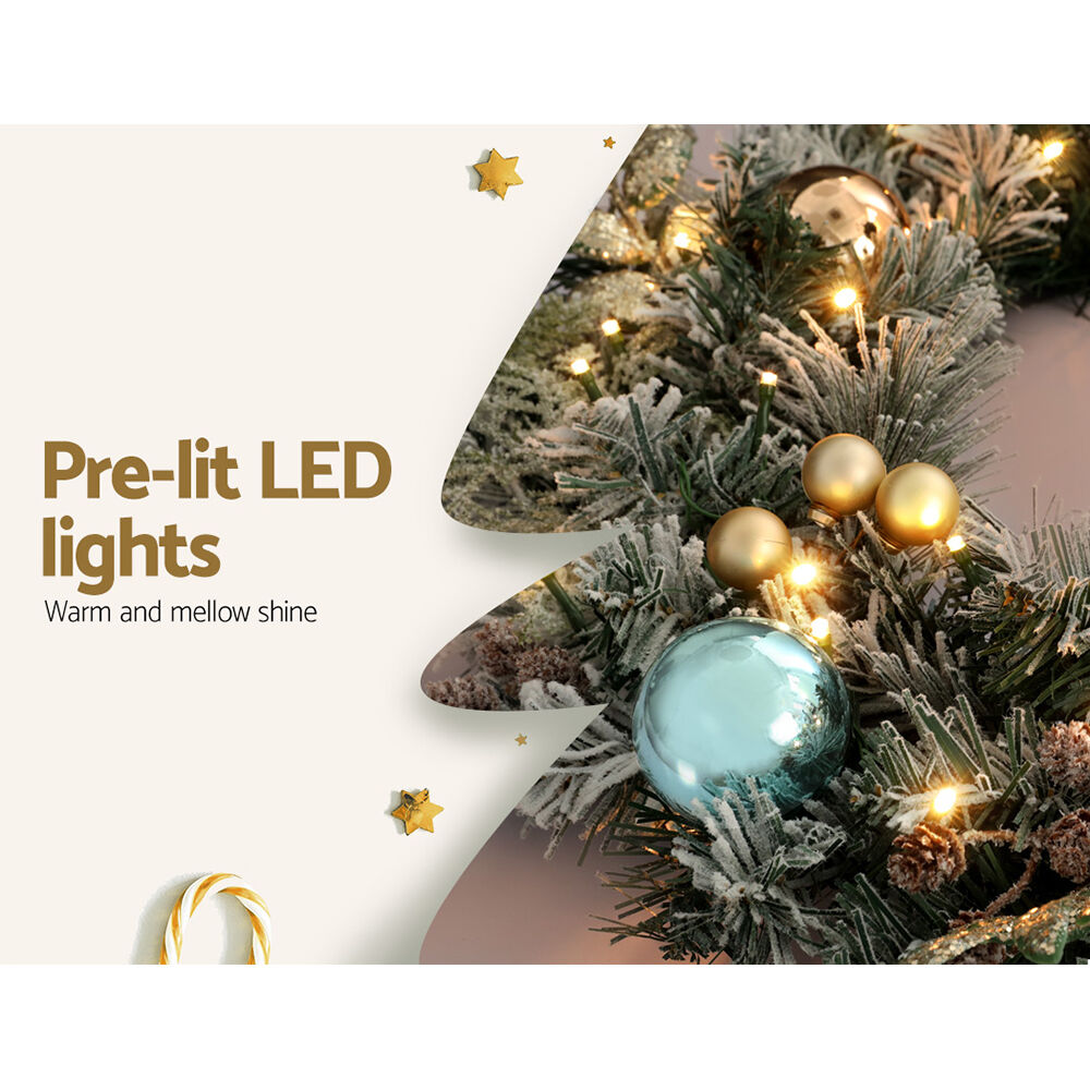 2.7m Christmas Garland with LED Lights Snowy Decoration Xmas Party Price