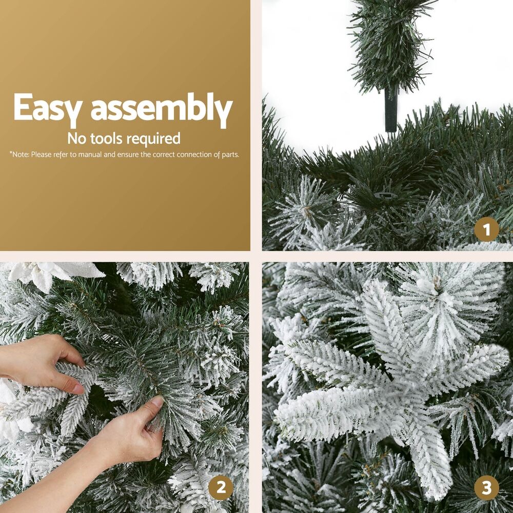 Christmas Tree 1.8m Xmas Tree Snow Flocked Flowers Decor 564 Tips Price