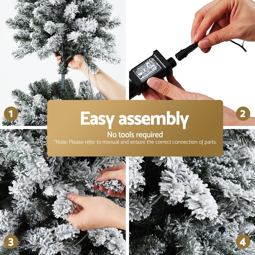 Christmas Tree 1.8m Snow Flocked LED Xmas Decoration 8 Light Modes Price