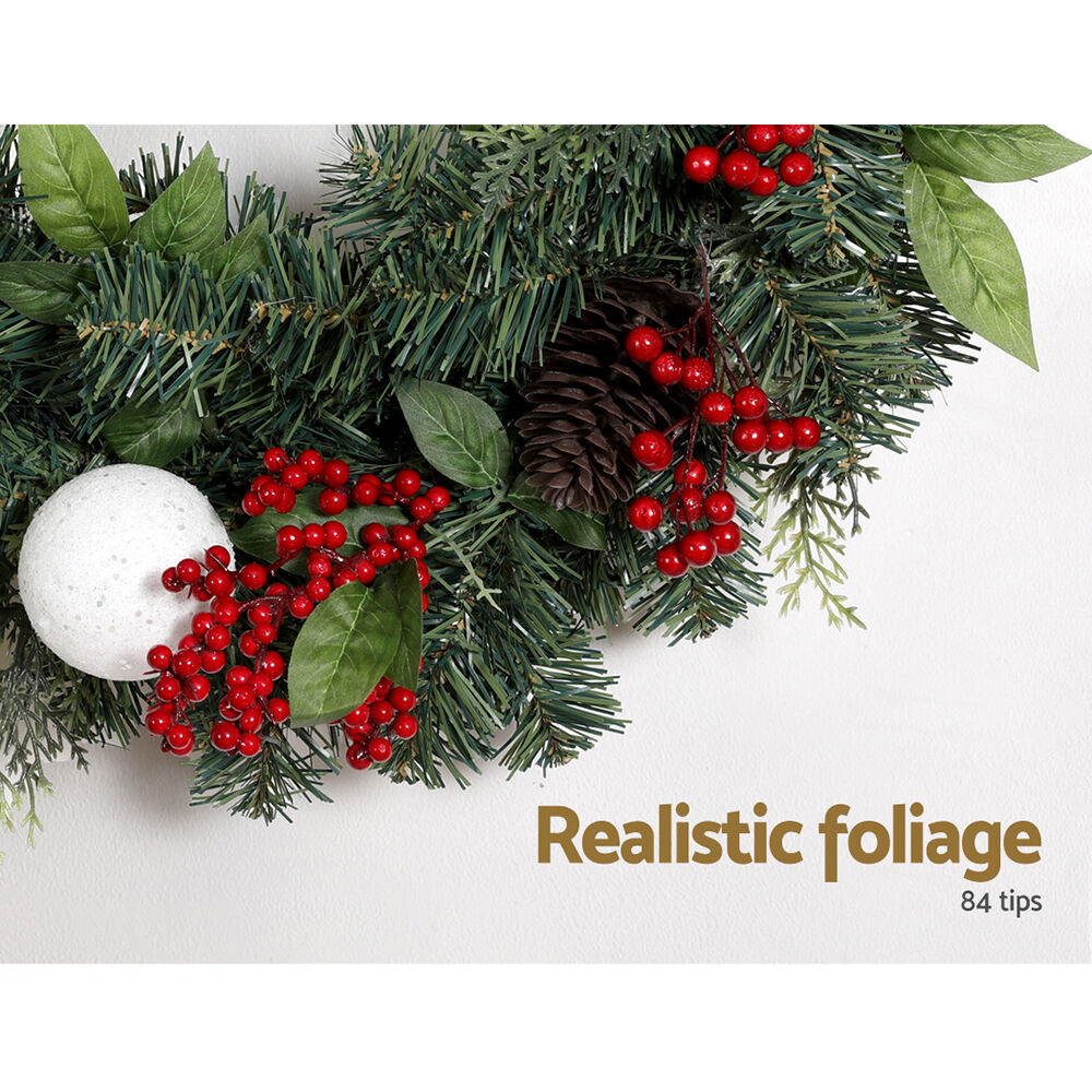 Jingle Jollys 2FT 60CM Christmas Wreath with Decor Xmas Tree Decoration Price