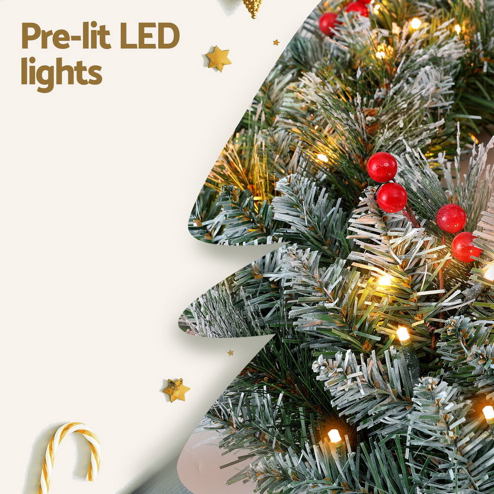60cm Christmas Wreath LED Lights Snowy Berries Garland Party Decor Price