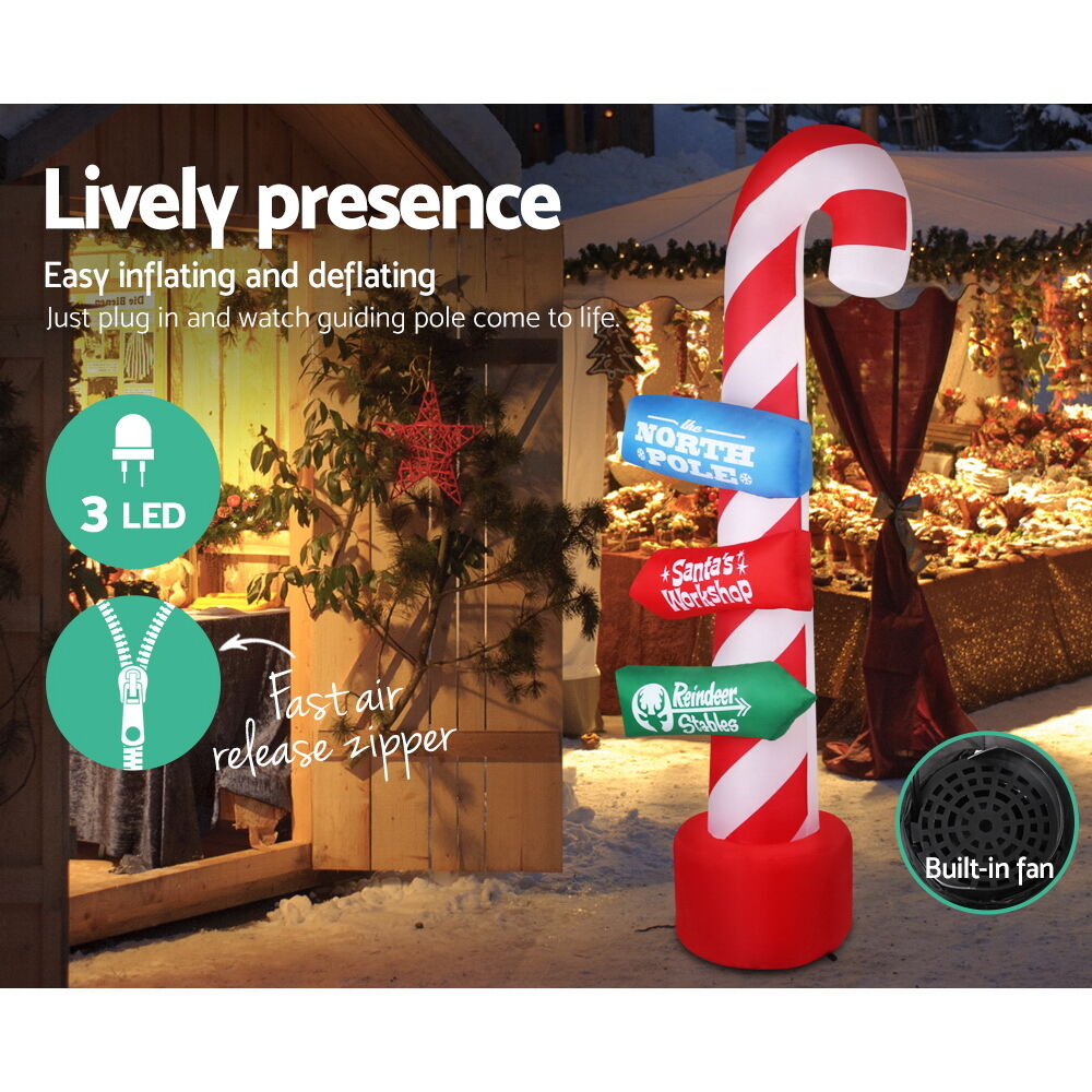 Christmas Inflatable Candy Pole 2.4M Illuminated Decorations Price