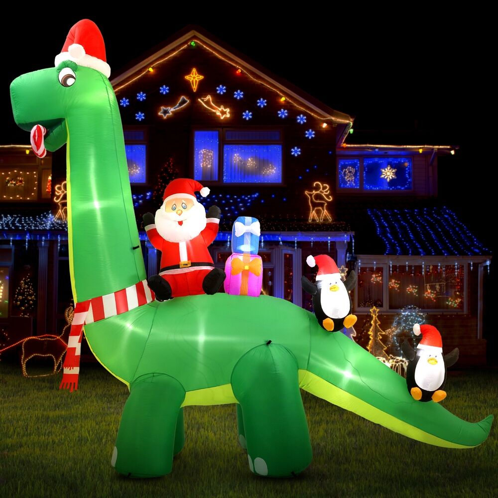 Christmas Inflatable Santa Dinosaur 3.8M Illuminated Decorations Price