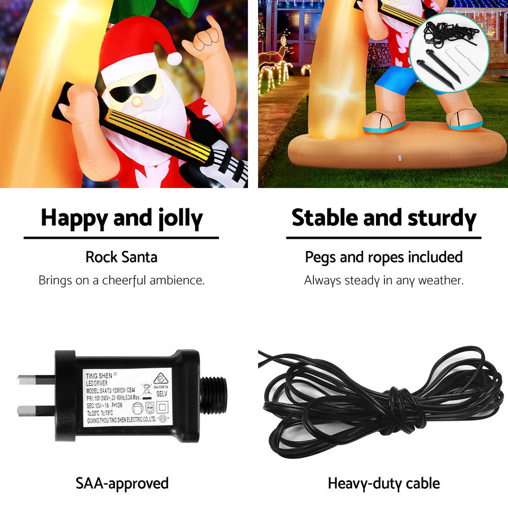 Christmas Inflatable Santa Guitar 2.1M Led Illuminated Decorations Price