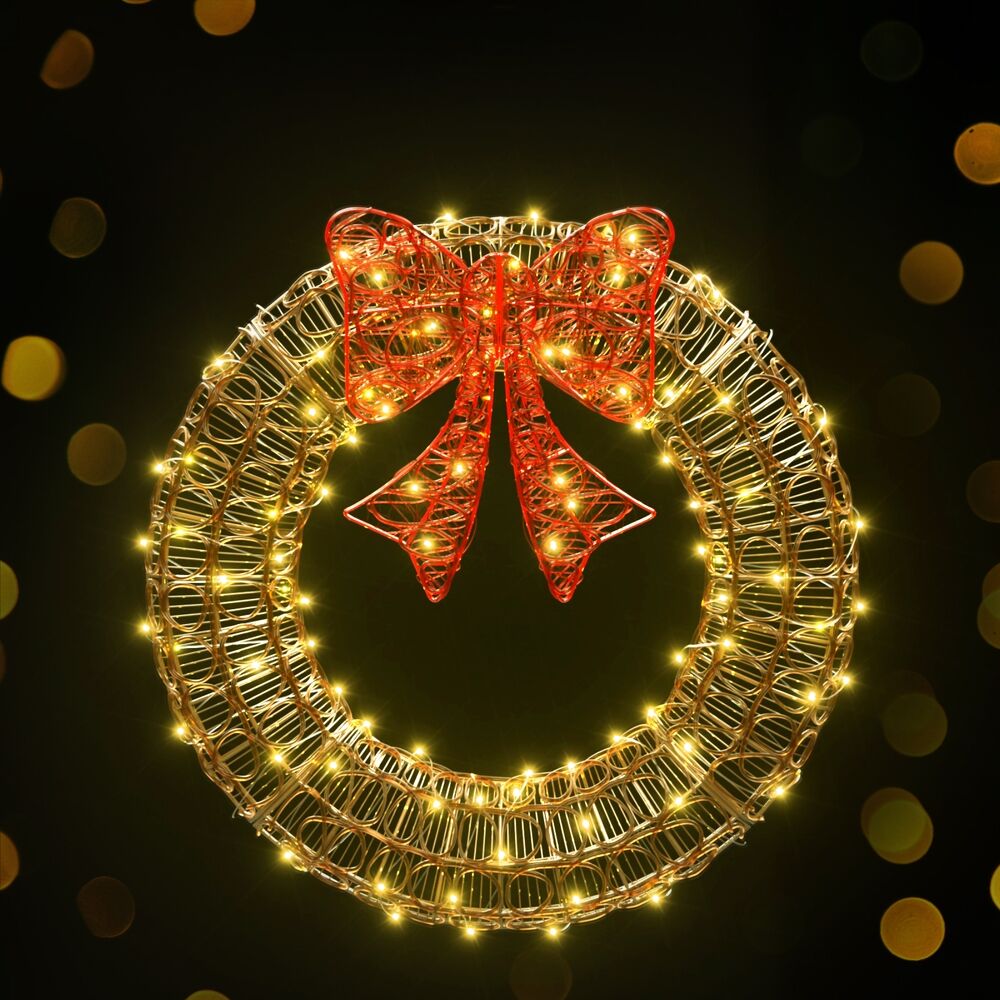 0.6M Christmas Lights 160 LED Motif Solar Wreath Xmas Decorations Jingle Jollys Price