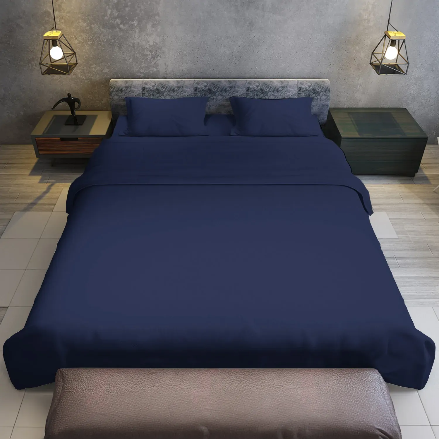 4pc 1000 Thread Count Cotton Rich Queen Bed Sheet Gift Pack CVC Microfibre Blend in Navy Price