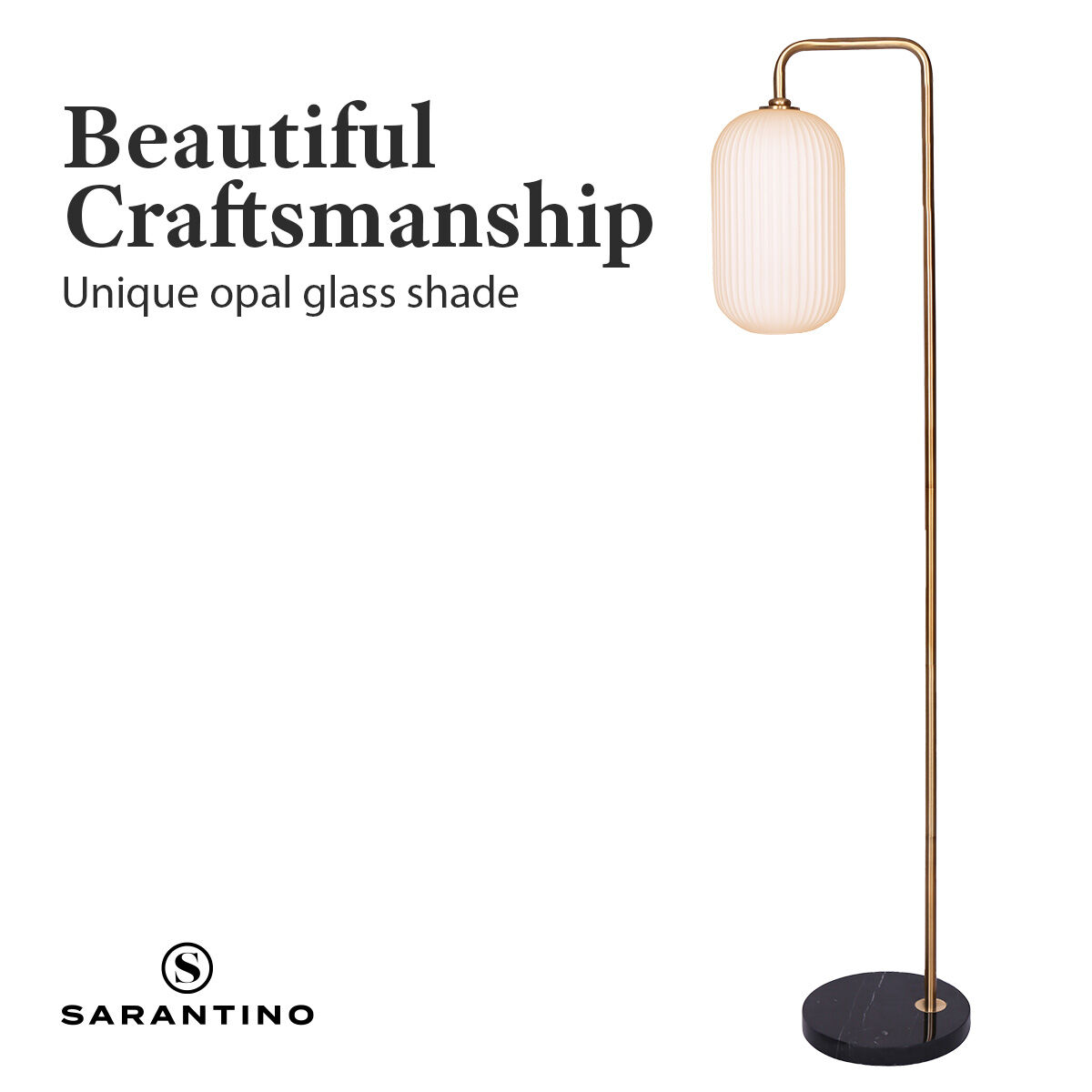 Sarantino Metal Floor Lamp With Opal Glass Shade Price