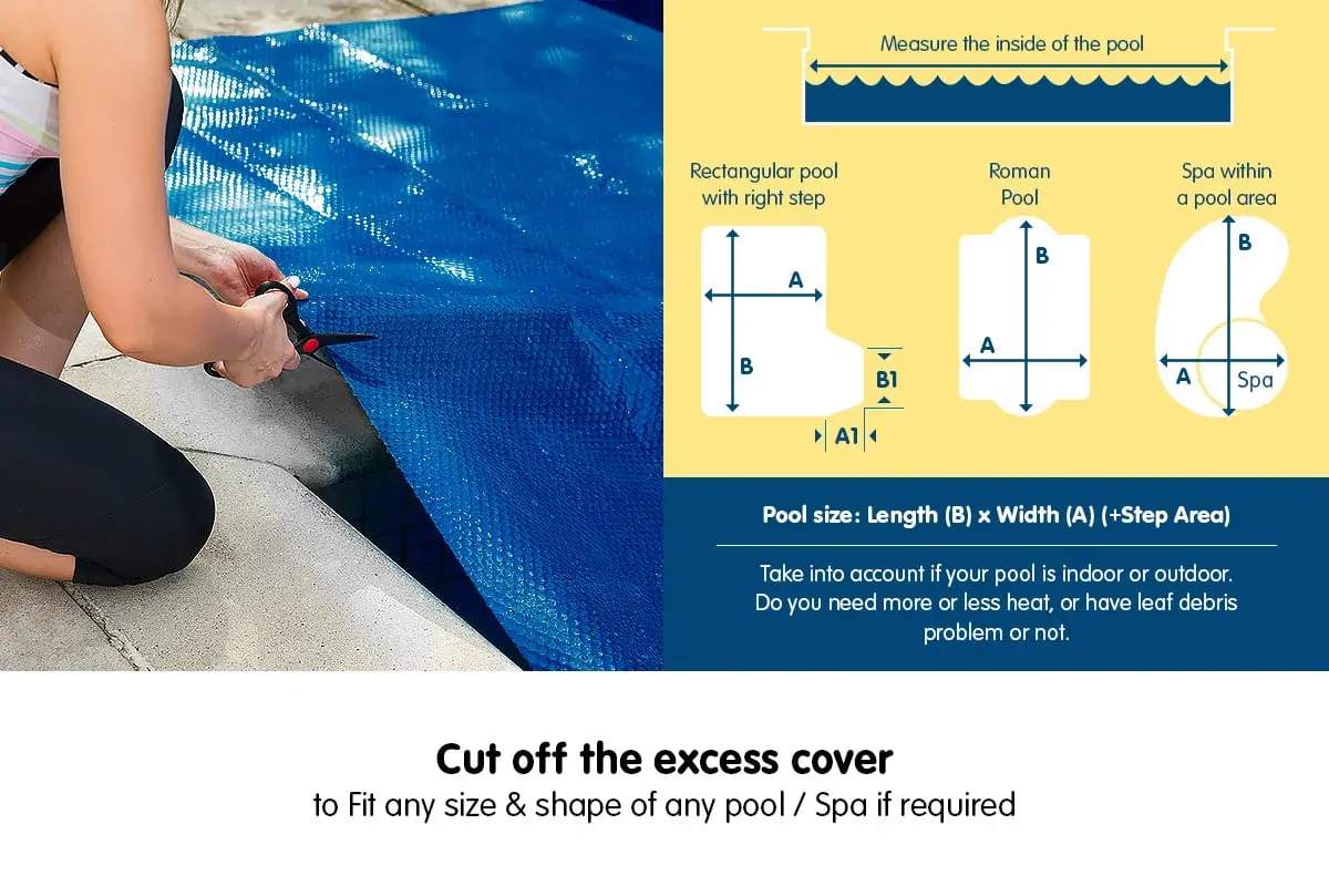 400 Micron Solar Swimming Pool Cover - Blue/Silver 6m x 3.2m Price