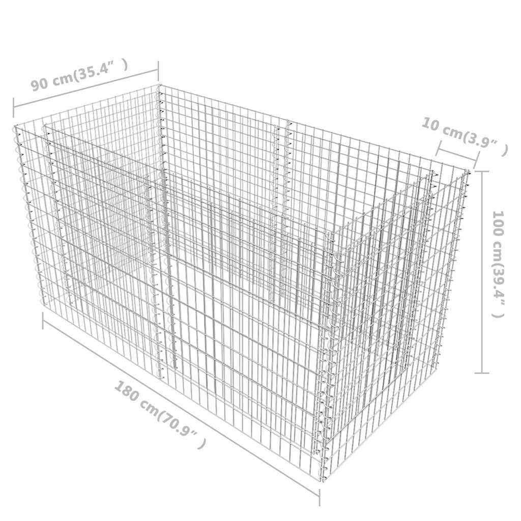Gabion Raised Bed Steel 180x90x100 cm Silver Price
