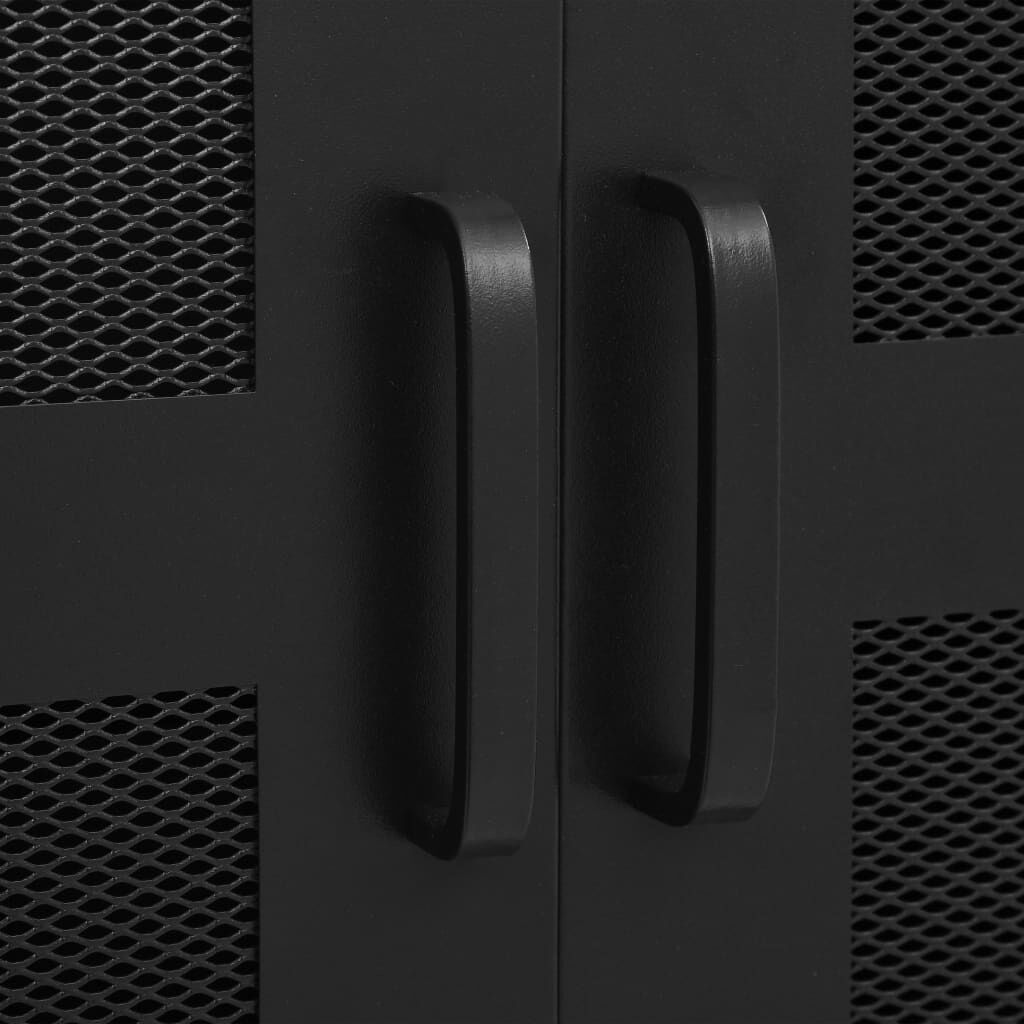 Office Cabinet with Mesh Doors Industrial Black 75x40x120 cm Steel Price