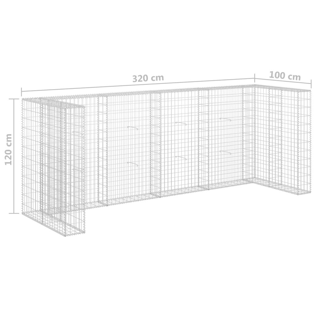 Gabion Wall for Garbage Bins Galvanised Steel 320x100x120 cm Price