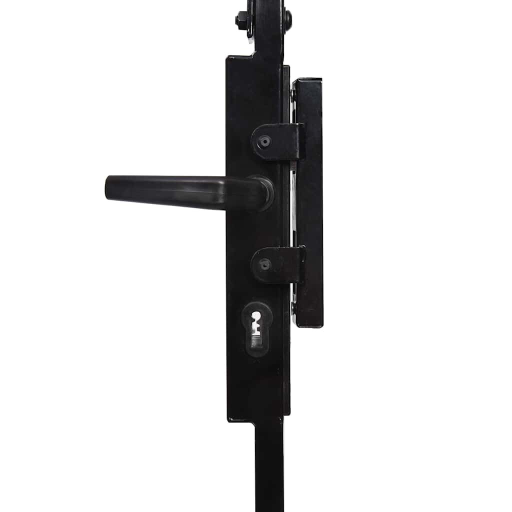 Fence Gate with Arched Top and 2 Posts 105x204 cm Black Price