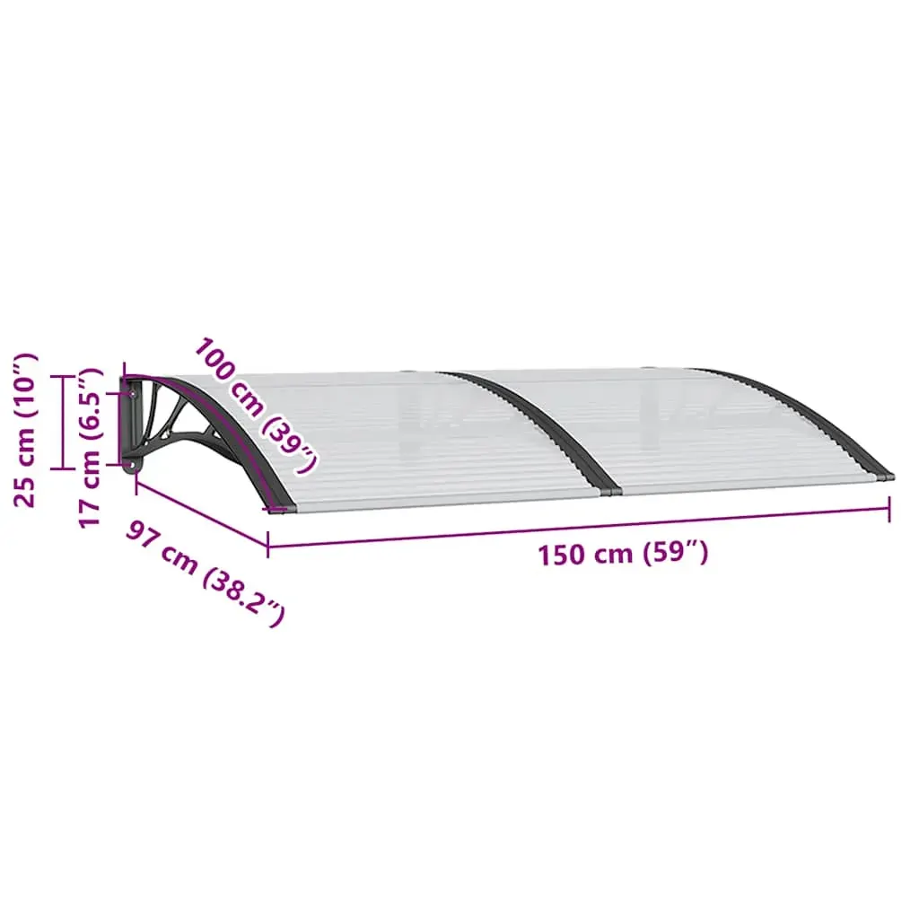 Door Canopy Black 150x100 cm Polycarbonate Price