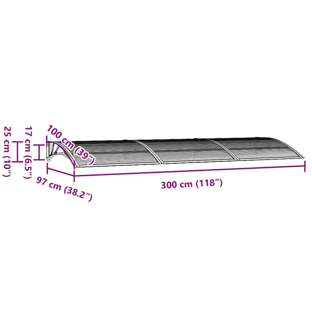 Door Canopy Black 300x100 cm Polycarbonate Price