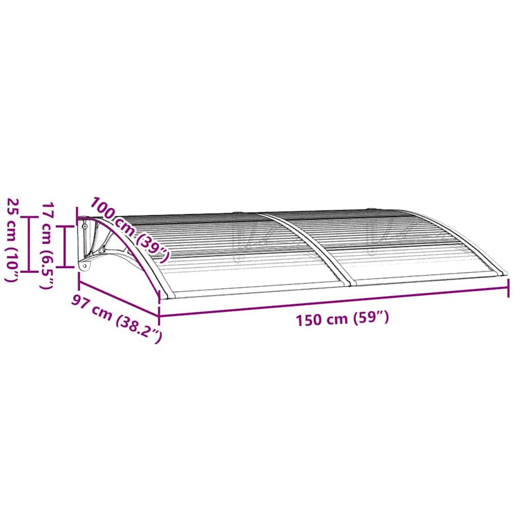 Door Canopy Grey 150x100 cm Polycarbonate Price