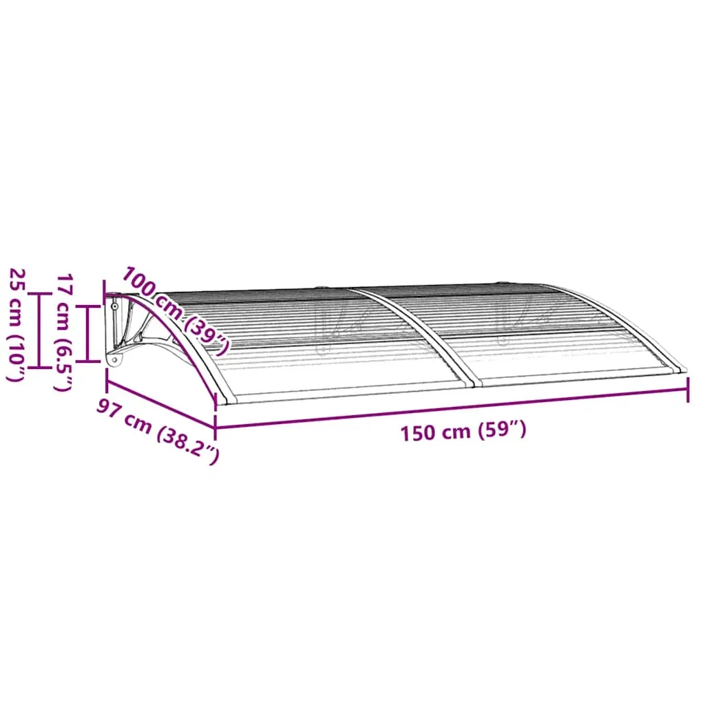 Door Canopy Grey 150x100 cm Polycarbonate Price