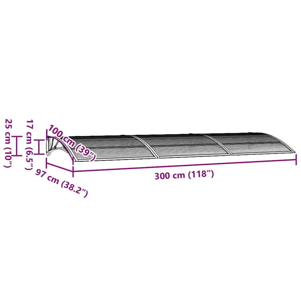 Door Canopy Grey 300x100 cm Polycarbonate Price