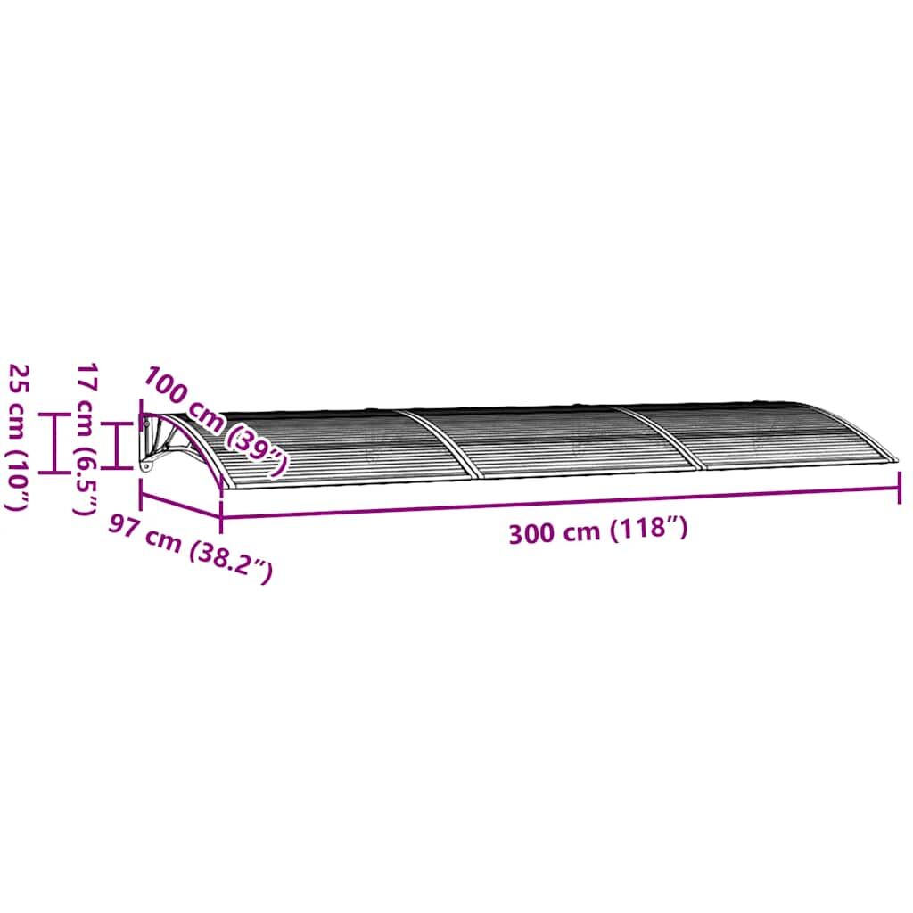 Door Canopy Black 300x100 cm Polycarbonate Price