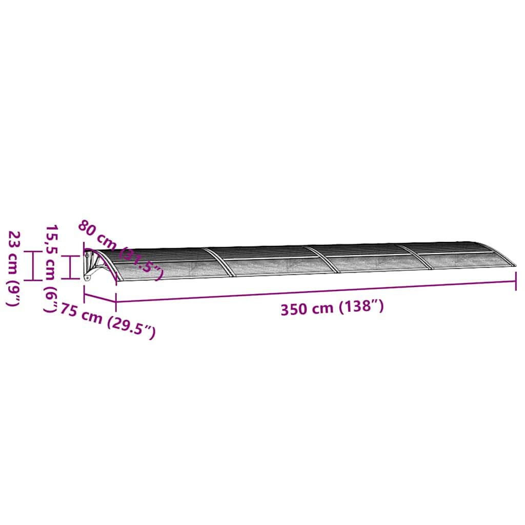 Door Canopy Black and Transparent 350x75 cm Polycarbonate Price