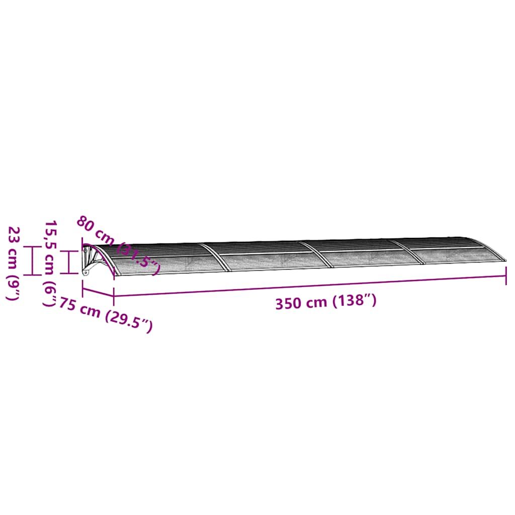 Door Canopy Grey and Transparent 350x80 cm Polycarbonate Price