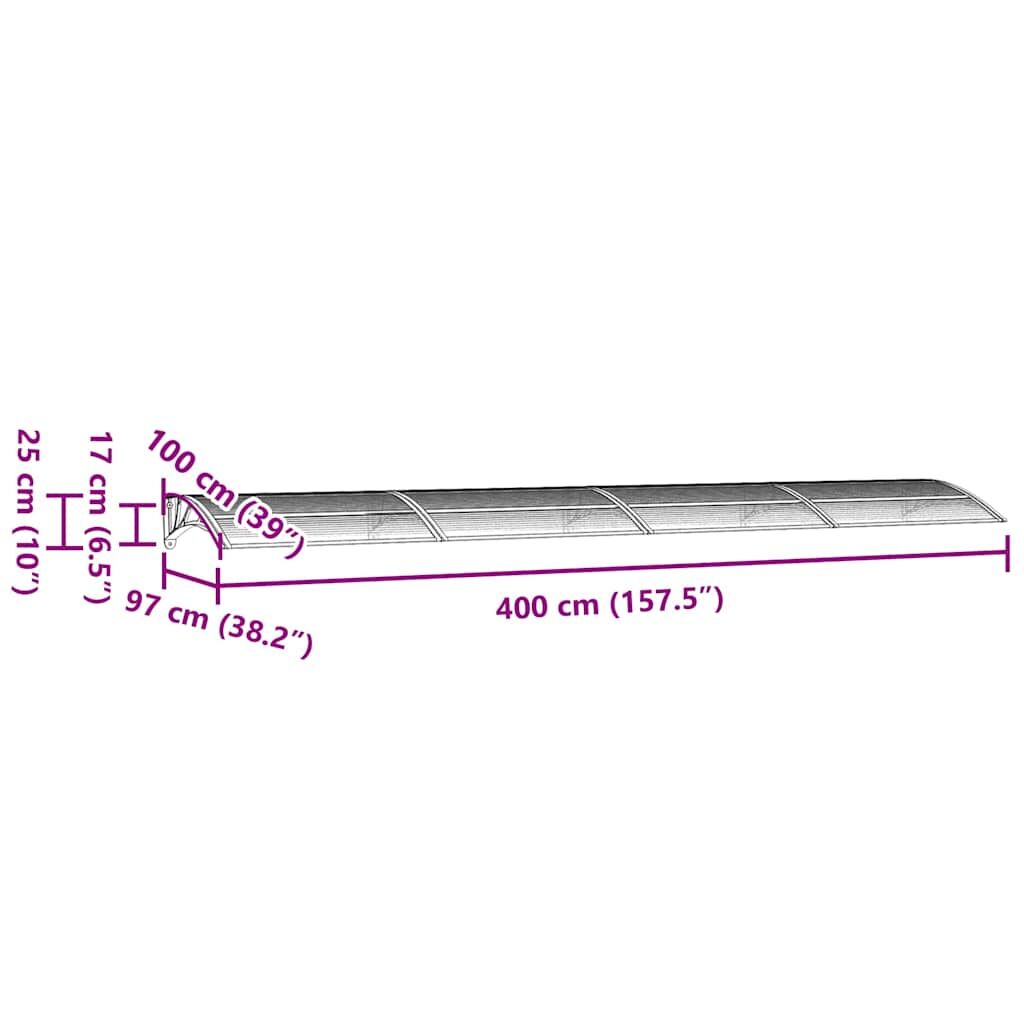 Door Canopy Grey 400x100 cm Polycarbonate Price