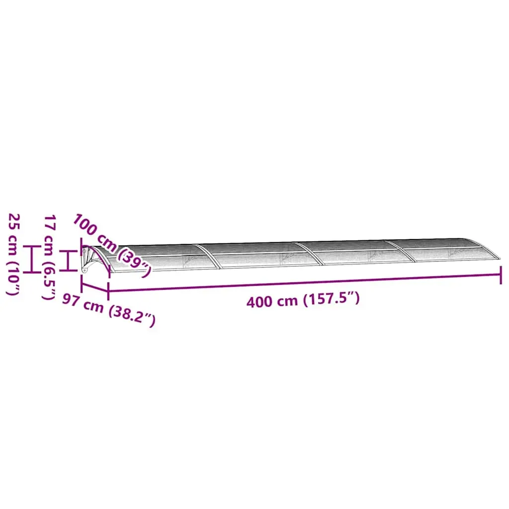 Door Canopy Grey 400x100 cm Polycarbonate Price