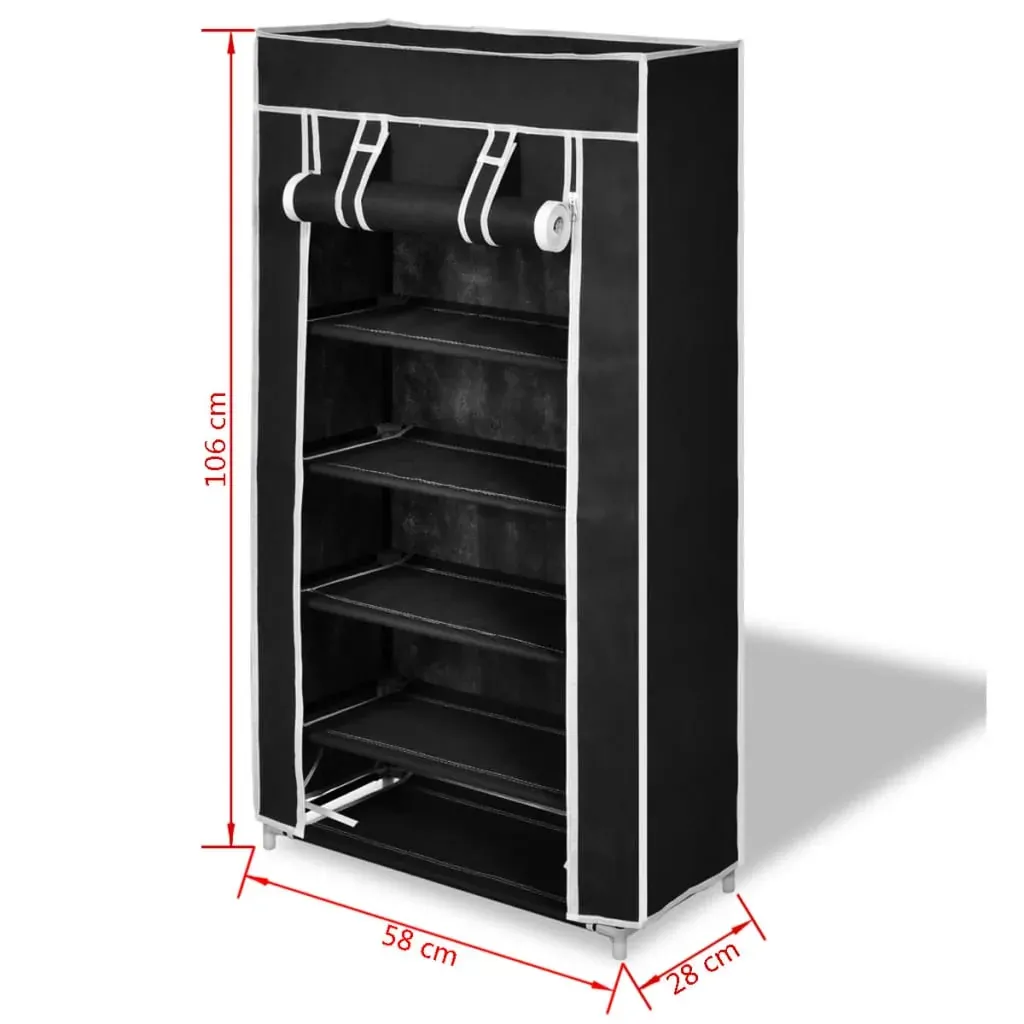 Fabric Shoe Cabinet with Cover 58 x 28 x 106 cm Black Price