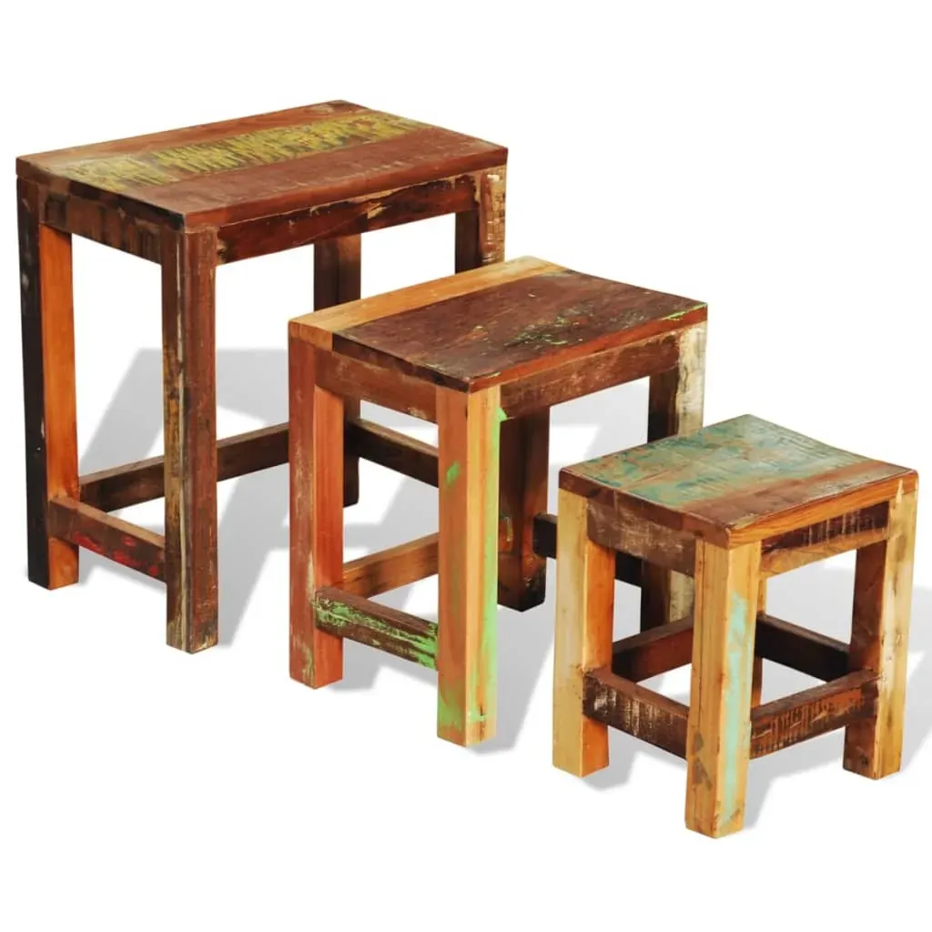 Nesting Table Set 3 Pieces Vintage Reclaimed Wood Price