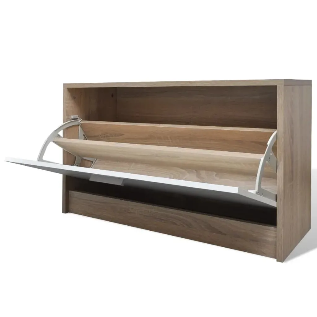 Oak and White 3-in-1 Wooden Shoe Cabinet Set Price