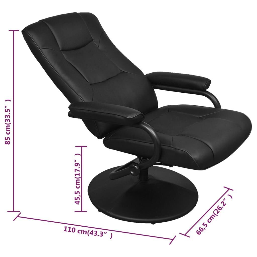 TV Armchair with Footstool Black Faux Leather Price