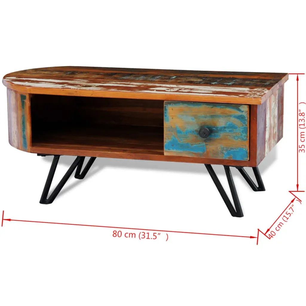 Coffee Table with Iron Pin Legs Solid Reclaimed Wood Price