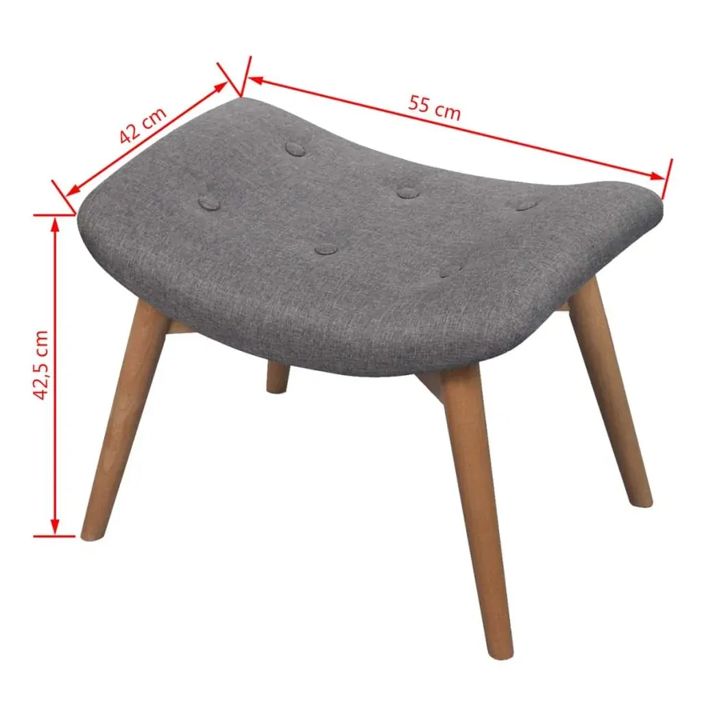 Armchair with Footstool Grey Fabric Price