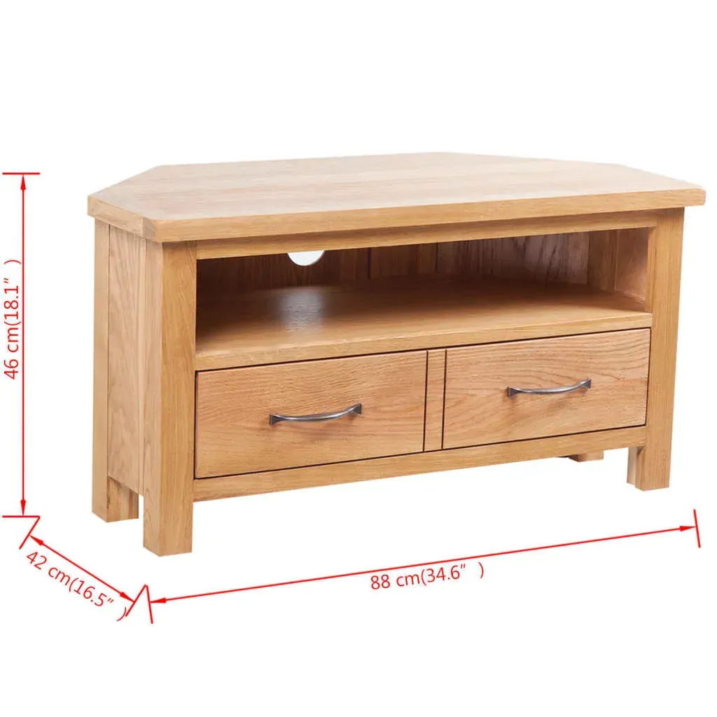 TV Cabinet with Drawer 88 x 42 x 46 cm Solid Oak Wood Price