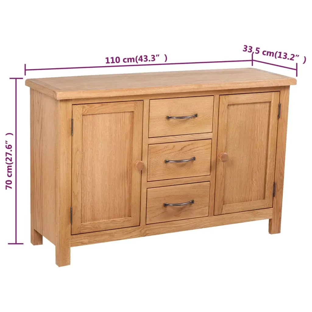 Sideboard with 3 Drawers 110x33.5x70 cm Solid Oak Wood Price